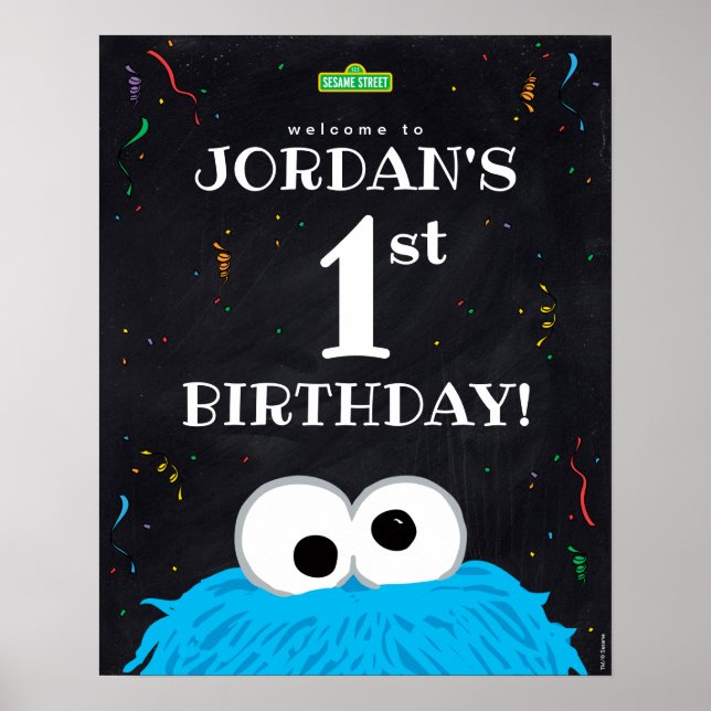 Cookie Monster | 1st Birthday Welcome Poster (Front)