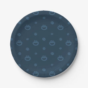 Cookie Monster and Cookies Blue Navy Pattern Paper Plate