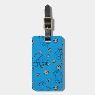 Cookie Monster and Cookies Blue Pattern Luggage Tag