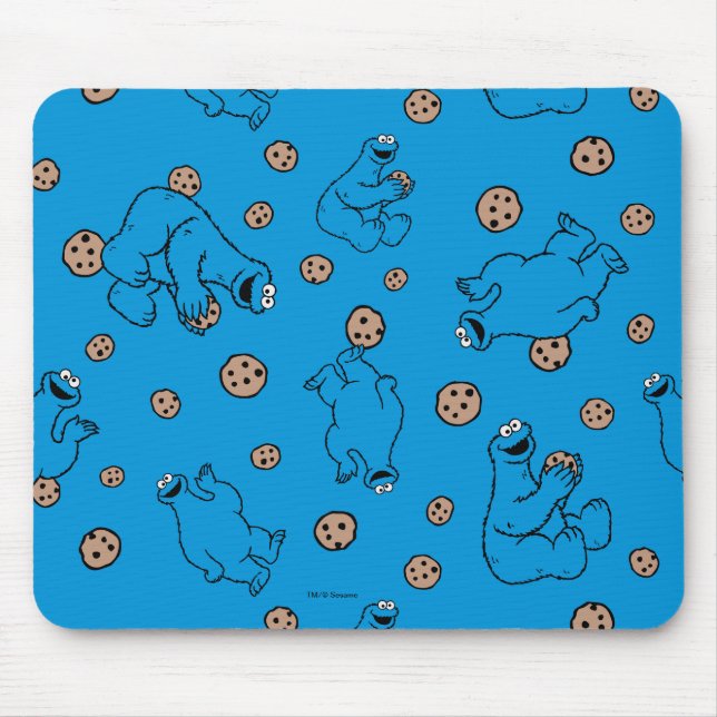 Cookie Monster and Cookies Blue Pattern Mouse Pad (Front)