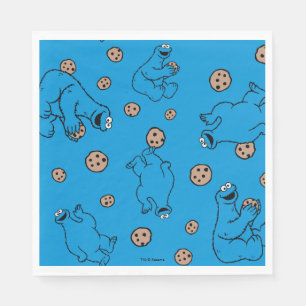 Cookie Monster and Cookies Blue Pattern Napkin