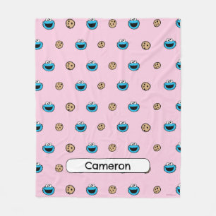 Cookie Monster and Cookies Pink Pattern Fleece Blanket