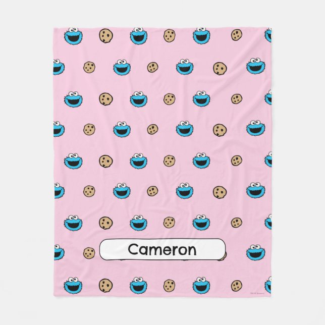 Cookie Monster and Cookies Pink Pattern Fleece Blanket (Front)
