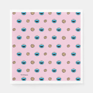 Cookie Monster and Cookies Pink Pattern Napkin