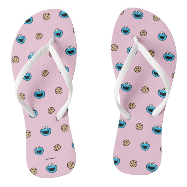 Cookie Monster and Cookies Pink Pattern Thongs (Footbed)