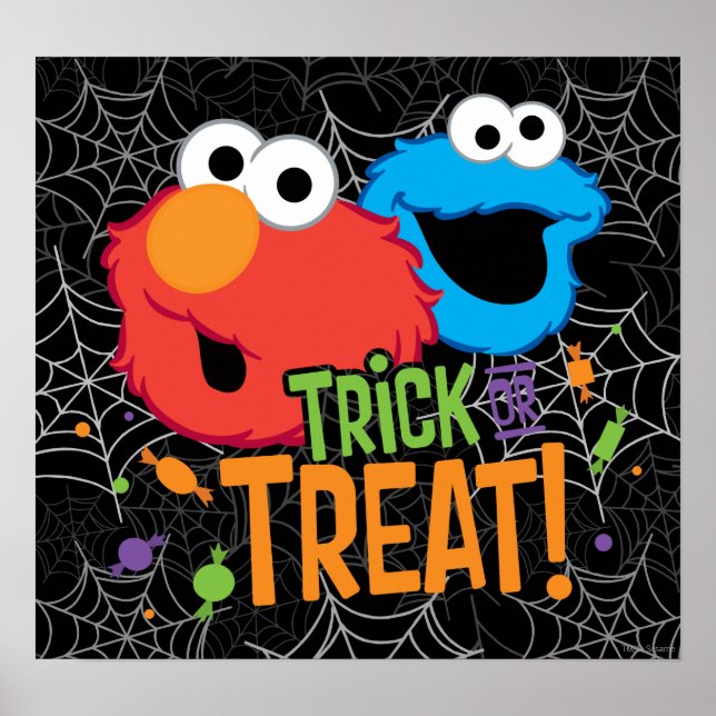 Cookie Monster and Elmo - Trick or Treat Poster (Front)