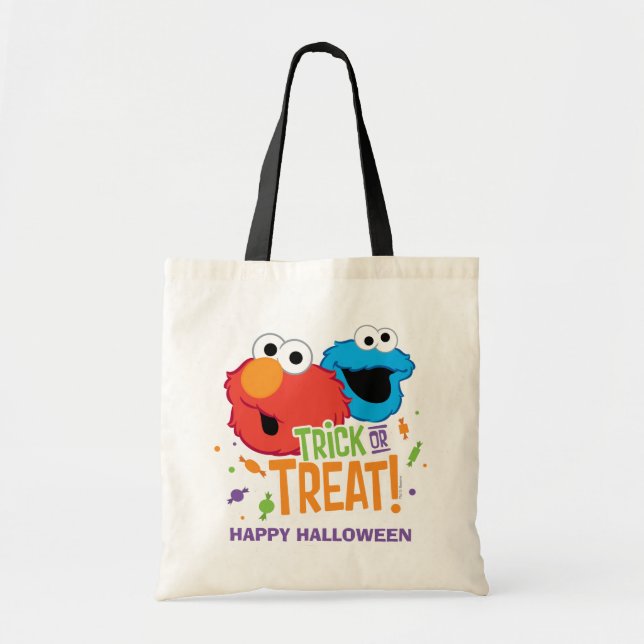 Cookie Monster and Elmo - Trick or Treat Tote Bag (Front)