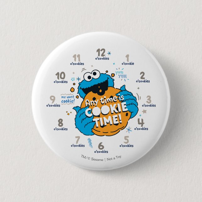 Cookie Monster | Any Time is Cookie Time 6 Cm Round Badge (Front)