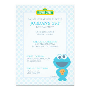 Cookie Monster Baby Birthday Invitation