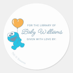 Cookie Monster Baby Shower Bookplate Classic Round Sticker