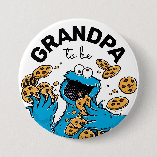 Cookie Monster Baby Shower Grandpa To Be 7.5 Cm Round Badge (Front)