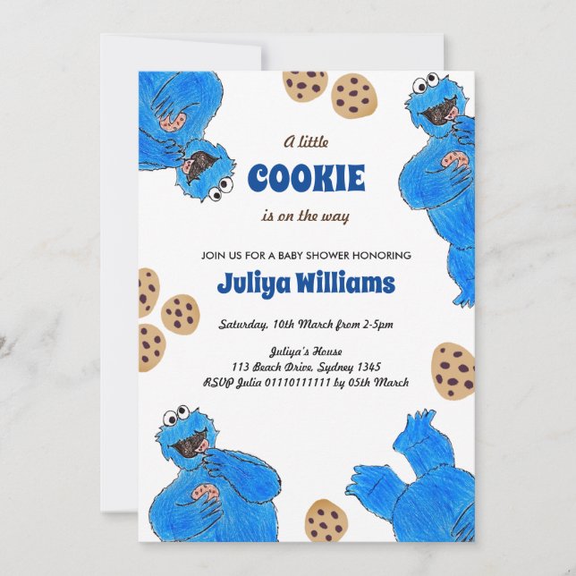 Cookie Monster Baby Shower Invitation (Front)