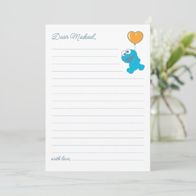 Cookie Monster Baby Shower Time Capsule Message Card (Standing Front)