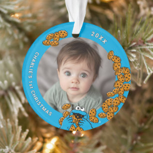 Cookie Monster Baby's 1st Christmas Photo Ornament