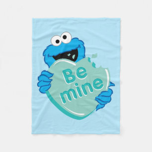 Cookie Monster "Be Mine" Valentine's Heart Candy Fleece Blanket