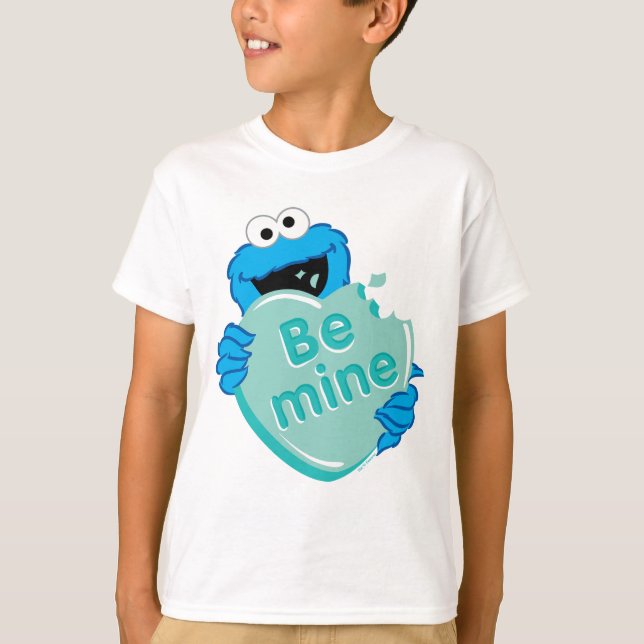 Cookie Monster "Be Mine" Valentine's Heart Candy T-Shirt (Front)