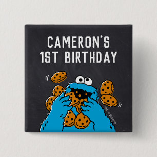 Cookie Monster Birthday Chalkboard 15 Cm Square Badge