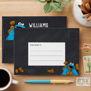 Cookie Monster Birthday Chalkboard Addressed Envelope