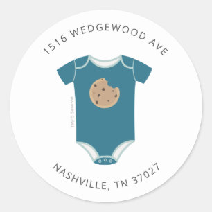 Cookie Monster Bodysuit Baby Shower Address Classic Round Sticker