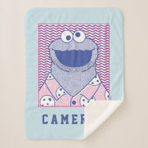 Cookie Monster   Button Down Cookie Shirt Sherpa Blanket