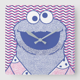 Cookie Monster   Button Down Cookie Shirt Square Wall Clock