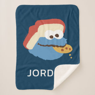 Cookie Monster Camp Cookies   Add Your Name Sherpa Blanket