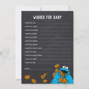 Cookie Monster Chalkboard Baby Shower Wishes Card