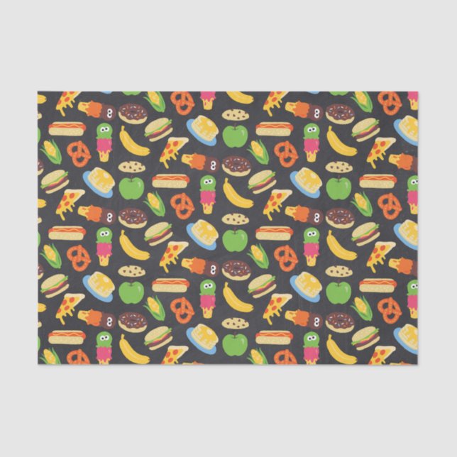 Cookie Monster Chalkboard Foodie Truck Tissue Paper (Front)