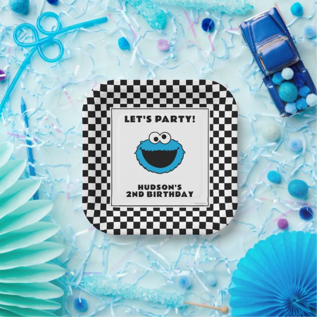 Cookie Monster Checkerboard Birthday Paper Plate (Party)