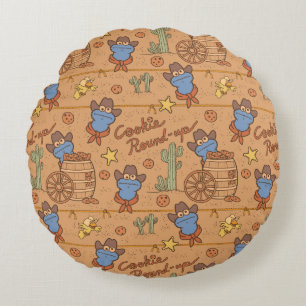 Cookie Monster   Cookie Round-Up Pattern Round Cushion