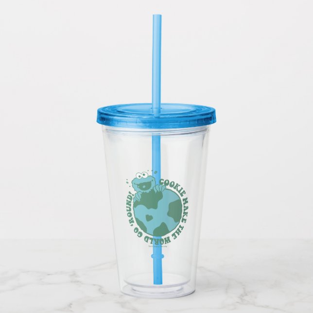 Cookie Monster | Cookies Make the World Go Round Acrylic Tumbler (Front)
