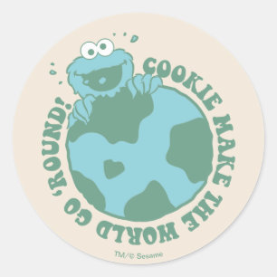 Cookie Monster   Cookies Make the World Go Round Classic Round Sticker