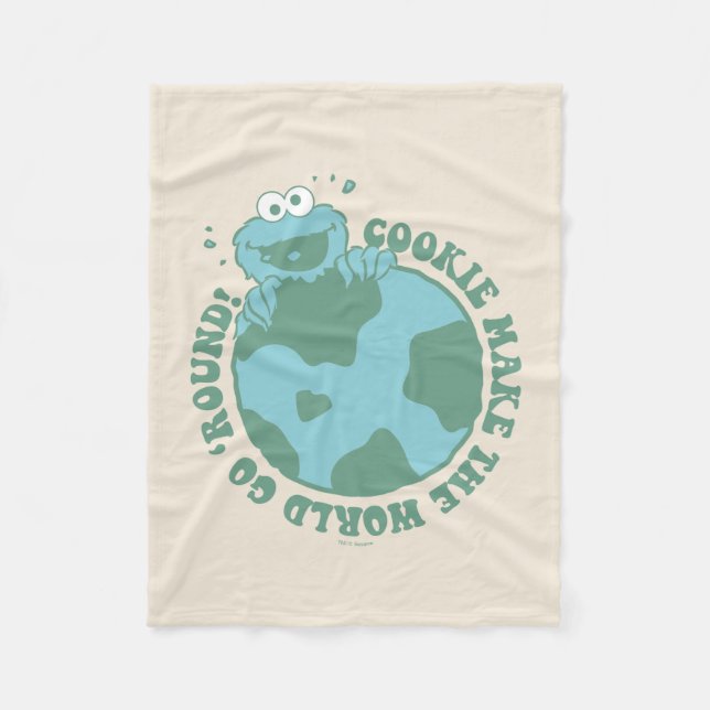 Cookie Monster | Cookies Make the World Go Round Fleece Blanket (Front)