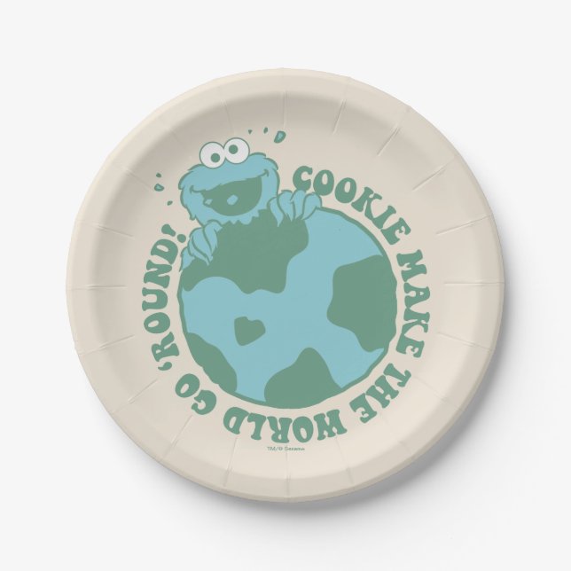 Cookie Monster | Cookies Make the World Go Round Paper Plate (Front)