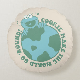Cookie Monster   Cookies Make the World Go Round Round Cushion