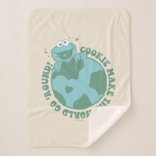 Cookie Monster   Cookies Make the World Go Round Sherpa Blanket