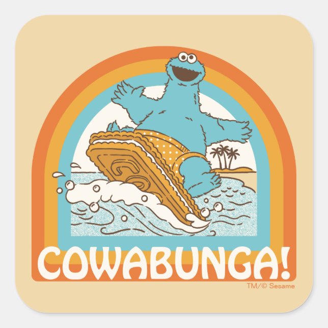 Cookie Monster Cowabunga! Square Sticker (Front)