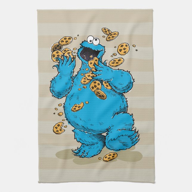 Cookie Monster Crazy Cookies Tea Towel (Vertical)