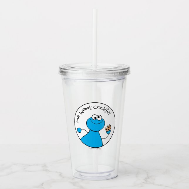 Cookie Monster Doodley Graphic Acrylic Tumbler (Front)