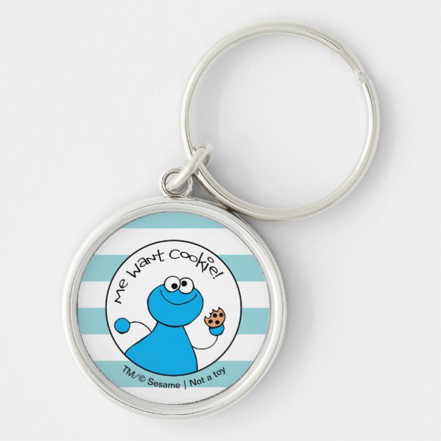 Cookie Monster Doodley Graphic Key Ring (Front)