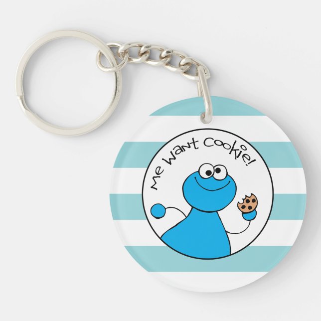 Cookie Monster Doodley Graphic Key Ring (Front)