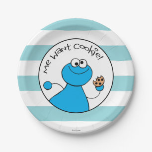 Cookie Monster Doodley Graphic Paper Plate