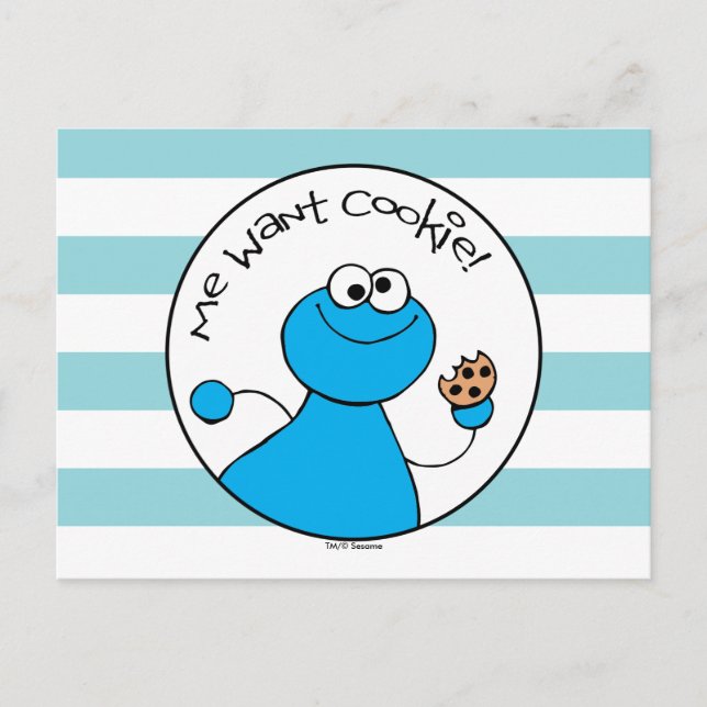 Cookie Monster Doodley Graphic Postcard (Front)