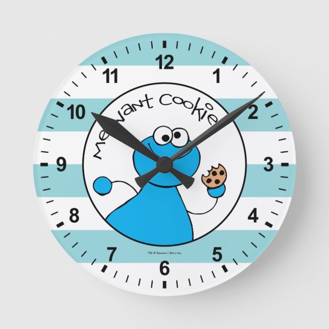 Cookie Monster Doodley Graphic Round Clock (Front)