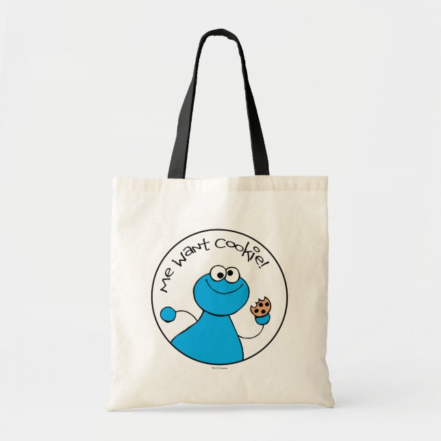 Cookie Monster Doodley Graphic Tote Bag (Front)