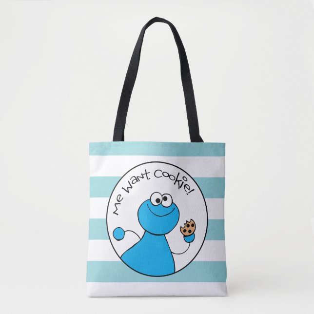 Cookie Monster Doodley Graphic Tote Bag (Front)