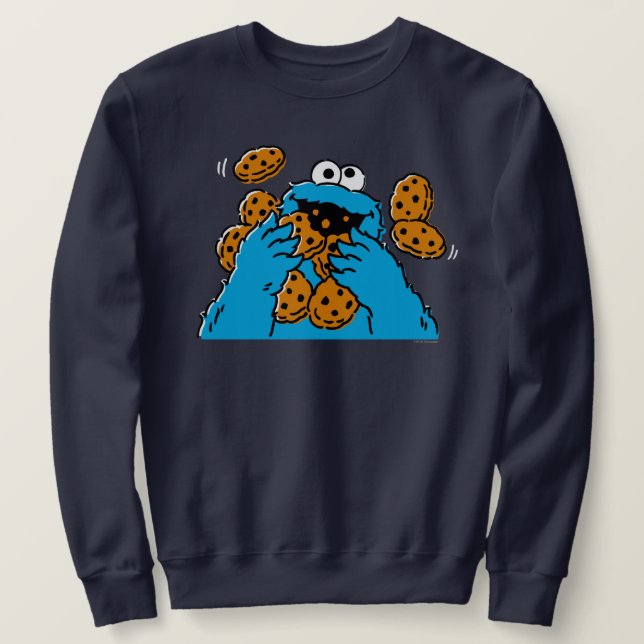 Cookie Monster Eating All the Cookies Sweatshirt (Design Front)