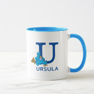 Cookie Monster Eating Cookies Name & Monogram U Mug