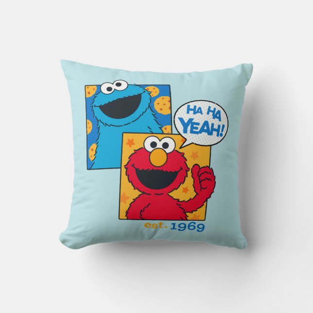 Cookie Monster & Elmo | Ha Ha Yeah Cushion (Front)