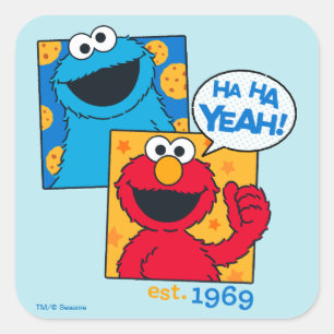 Cookie Monster & Elmo Ha Ha Yeah Square Sticker